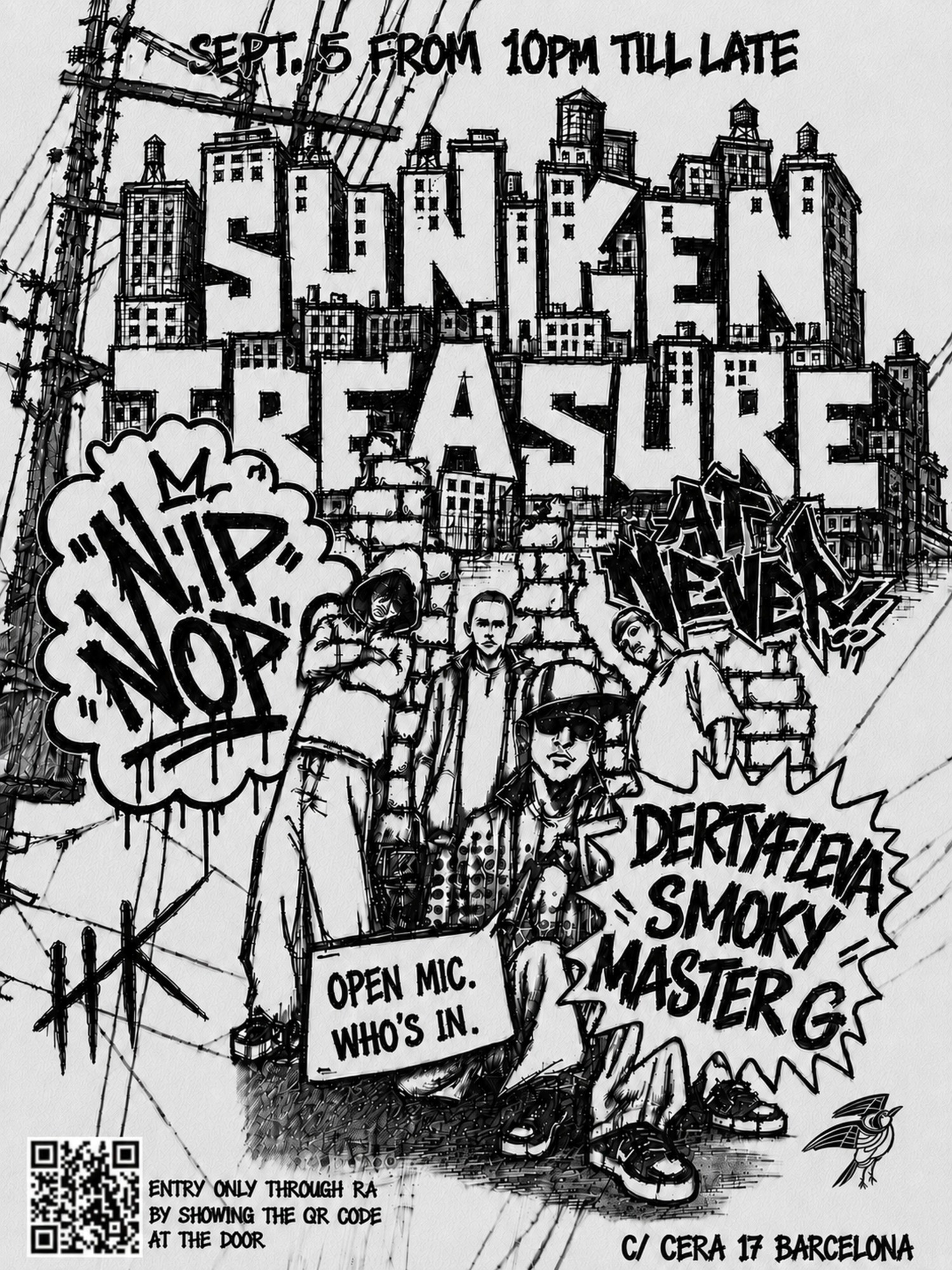 SUNKEN TREASURE WINTER OPENING INVITE DERTYFLEVA, SMOKY, MASTER G.