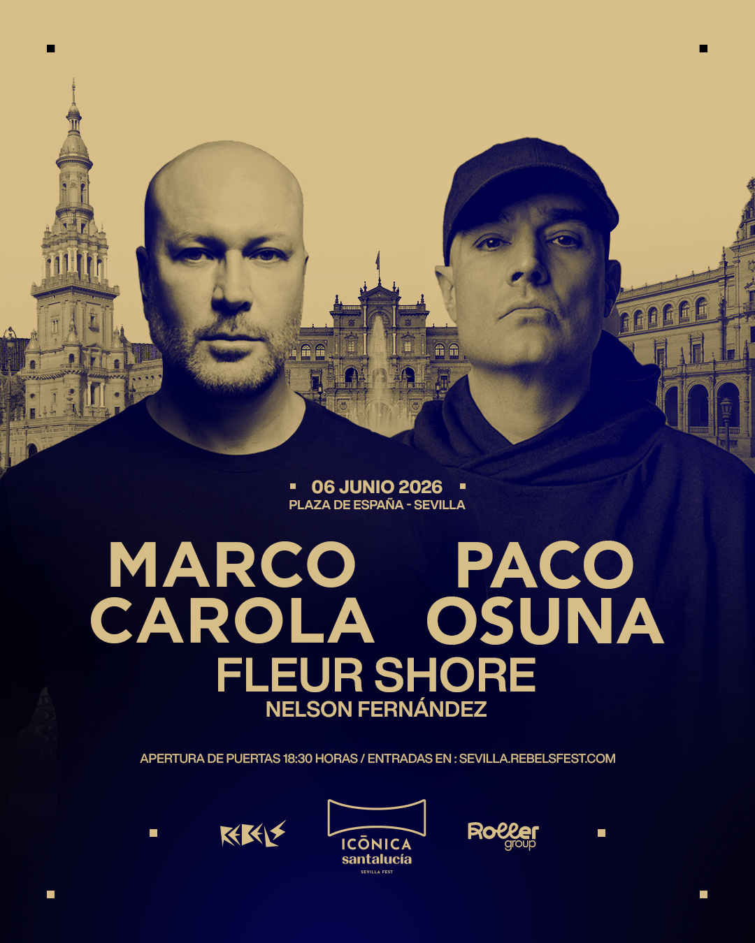 Marco Carola, Paco Osuna en Icónica Santalucía Sevilla Fest