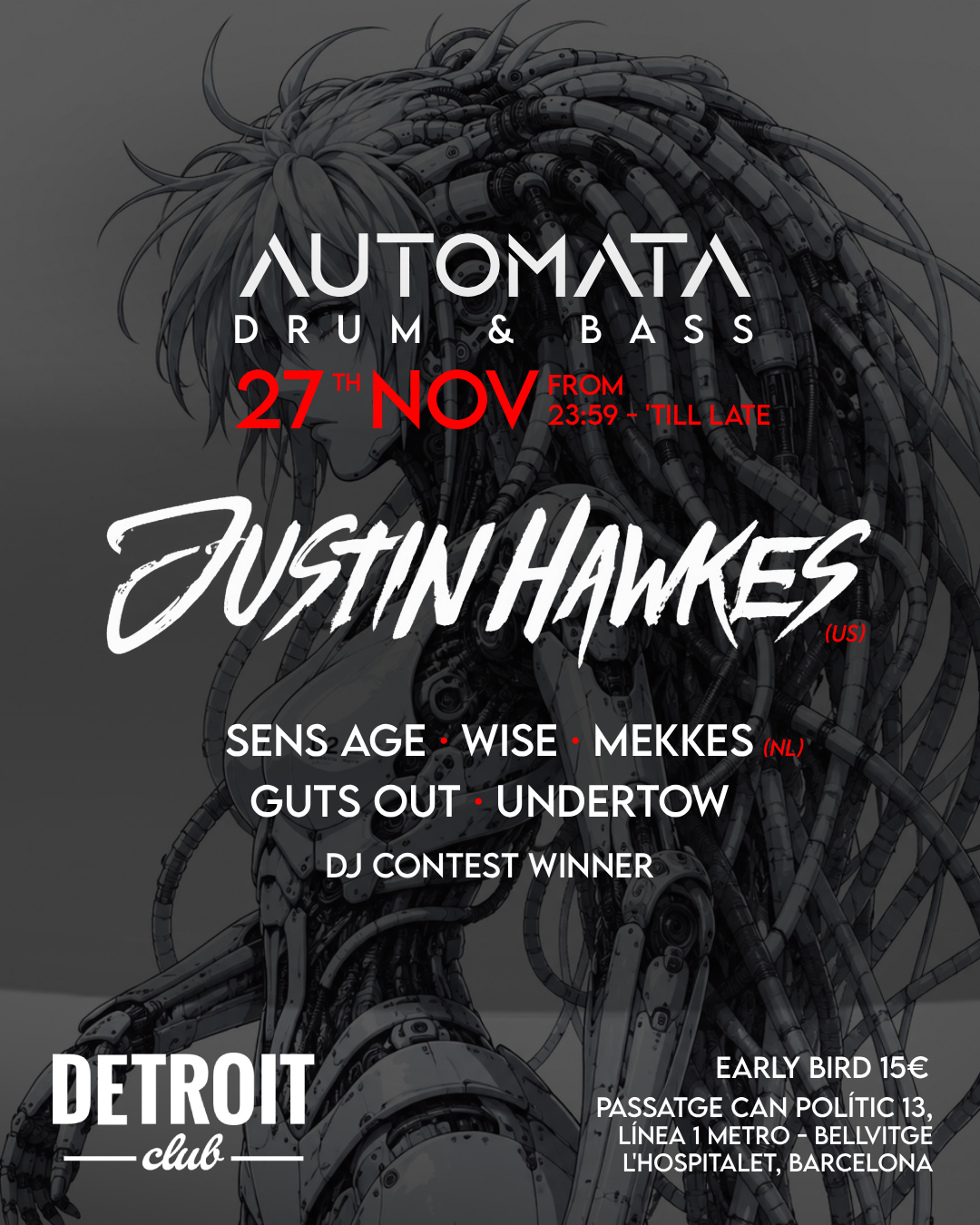 Automata Drum & Bass 27 NOV - JUSTIN HAWKES Barcelona
