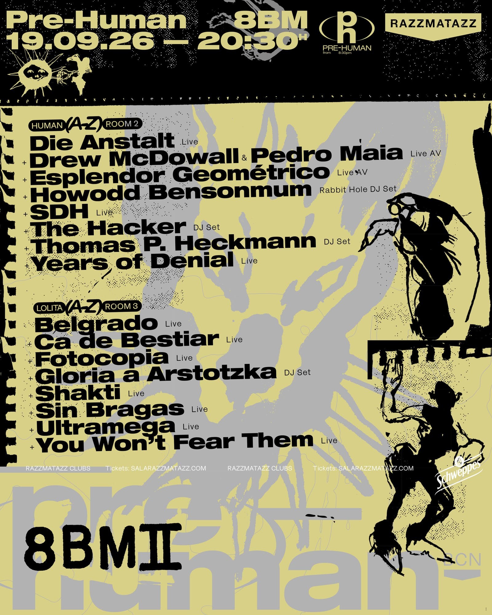 Pre-human 8BM: Esplendor Geométrico, Drew McDowall, Die Anstalt, The Hacker, SDH & many more