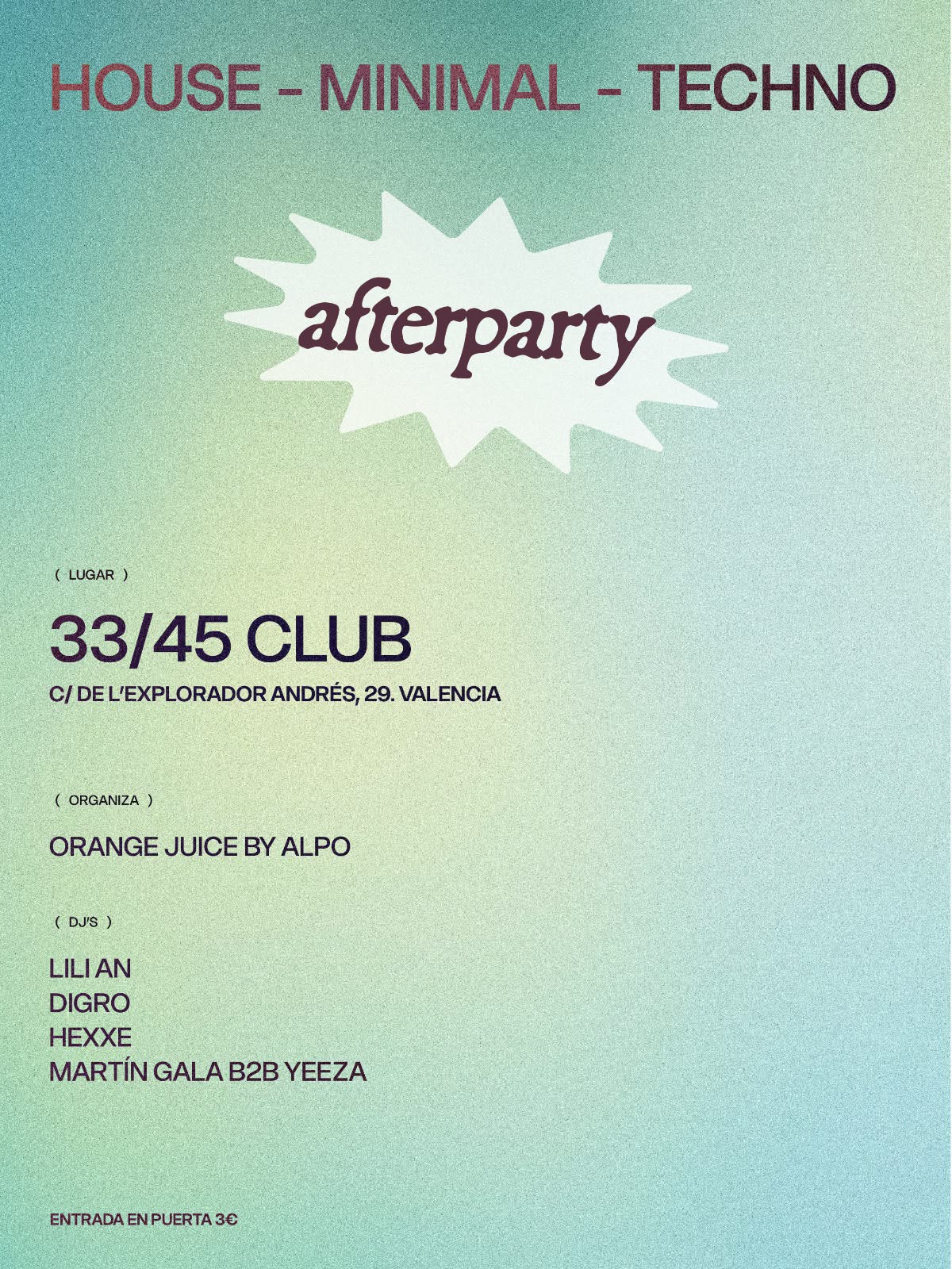 CUERPOS EN FUGA AFTERPARTY: Hexxe, DIGRO, MARTIN GALA, YEEZA, LILI AN