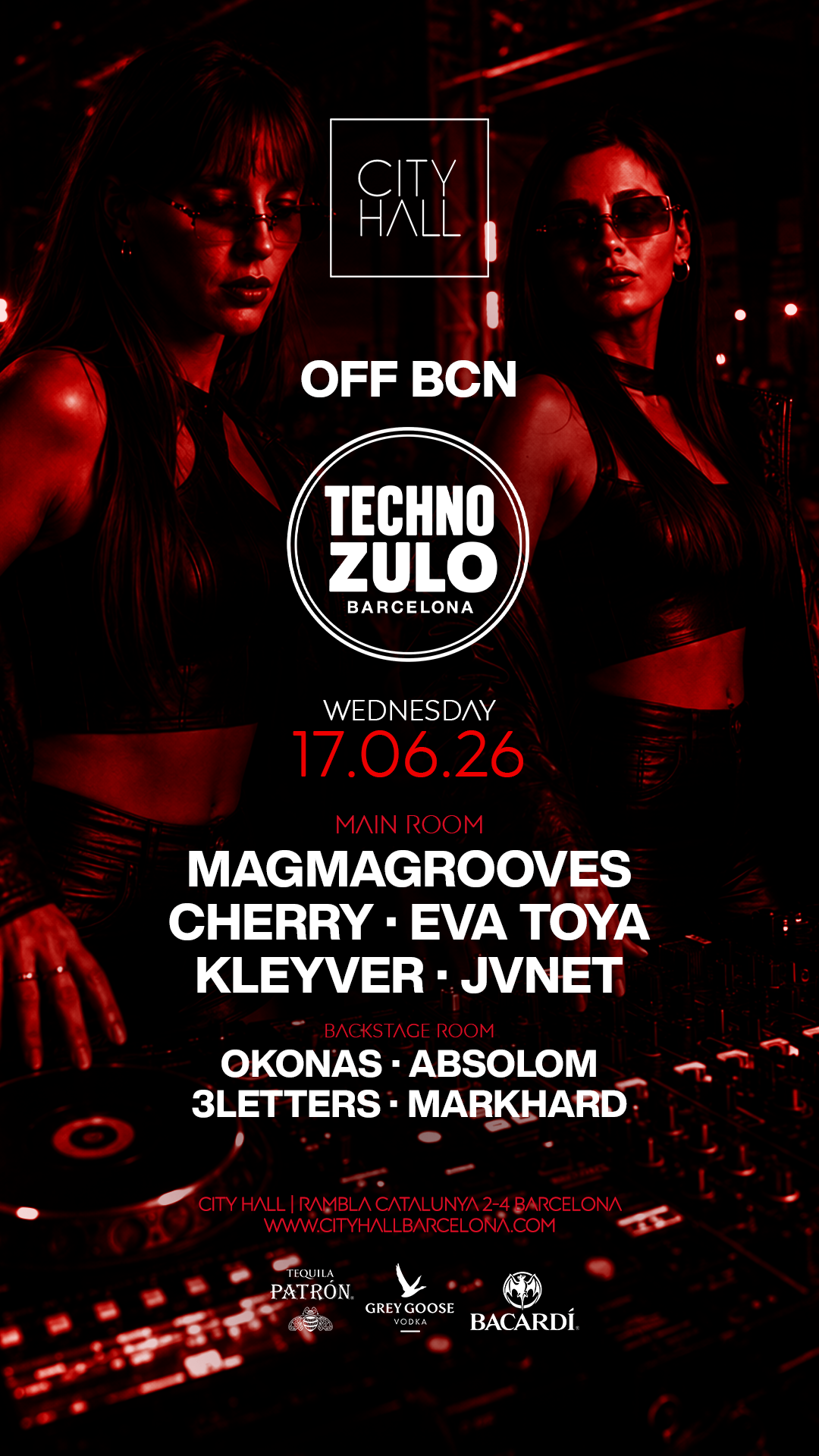 City Hall pres. OFF BCN - TECHNO ZULO ‖ 2 ROOMS ‖ Free Entry
