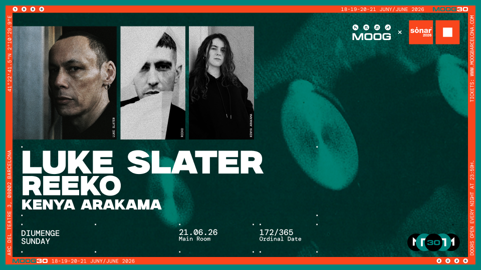 Moog x Sónar 2026 – Luke Slater + Reeko + Kenya Arakama