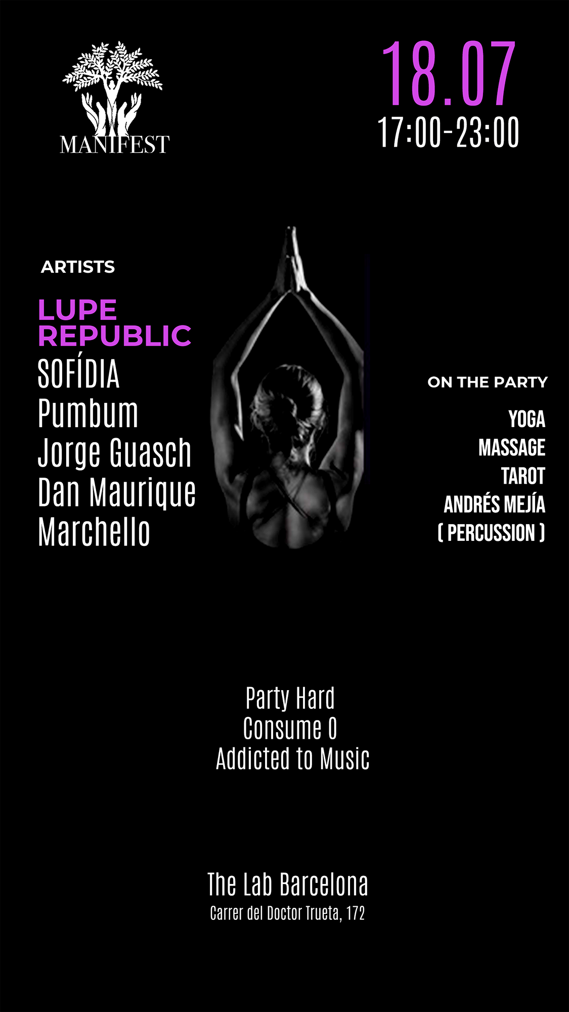 MANIFEST EVENT: electronic music conscious experience | 6 DJs, yoga, tarot