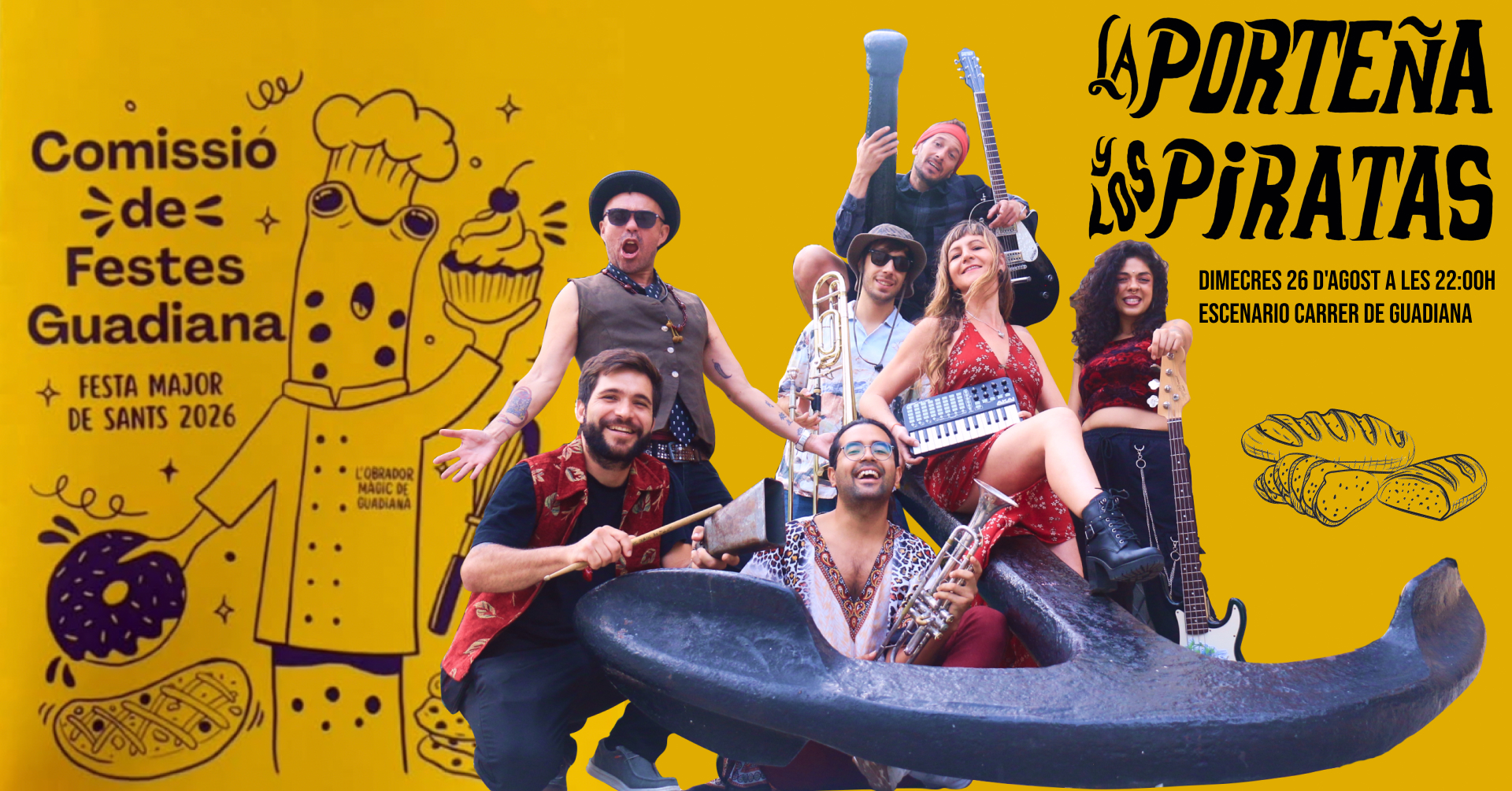 La Portenya y los Piratas in concert at Festa Major de Sants - Guadiana street stage