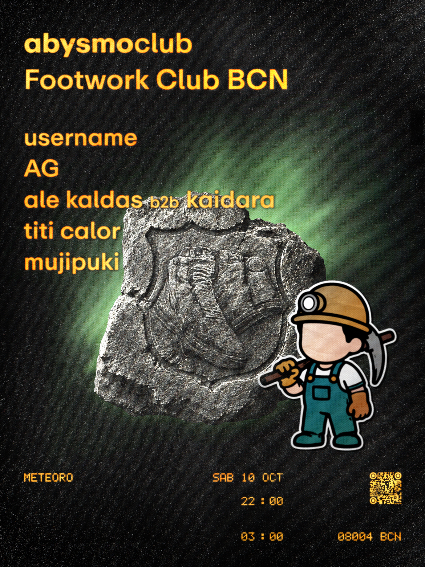 abysmo x footwork club bcn: usermame + AG + Ale Kaldas b2b Kaidara + Titi Calor + Mujipuki