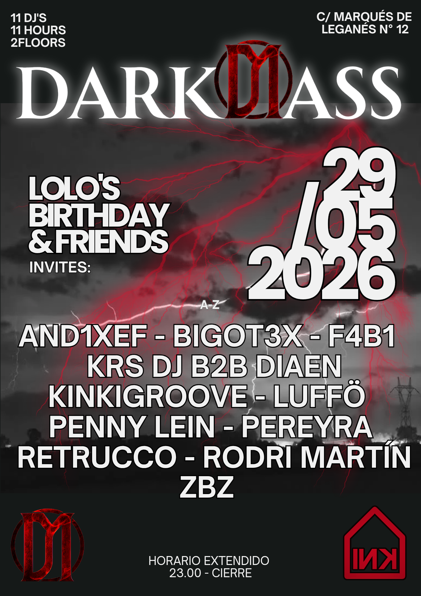DARKMASS Lolo'S BIRTHDAY AND FRIEND'S - 11 DJ'S 11HOURS