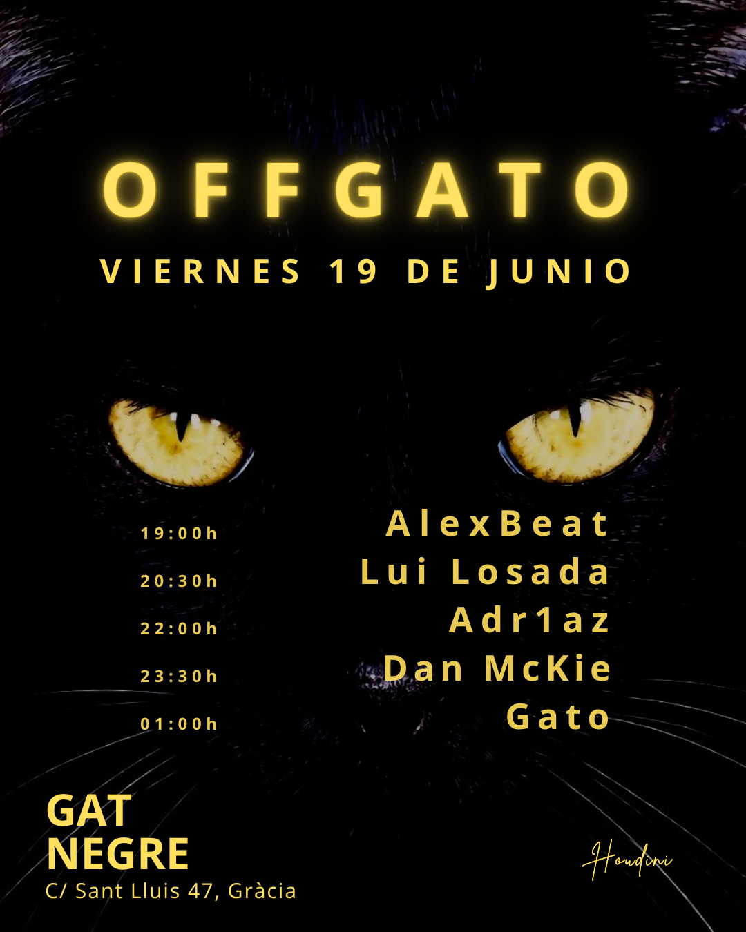 OFFGato - VIERNES 19 - AlexBeat, Lui Losada, Adr1az, Dan McKie & Gato - FREE