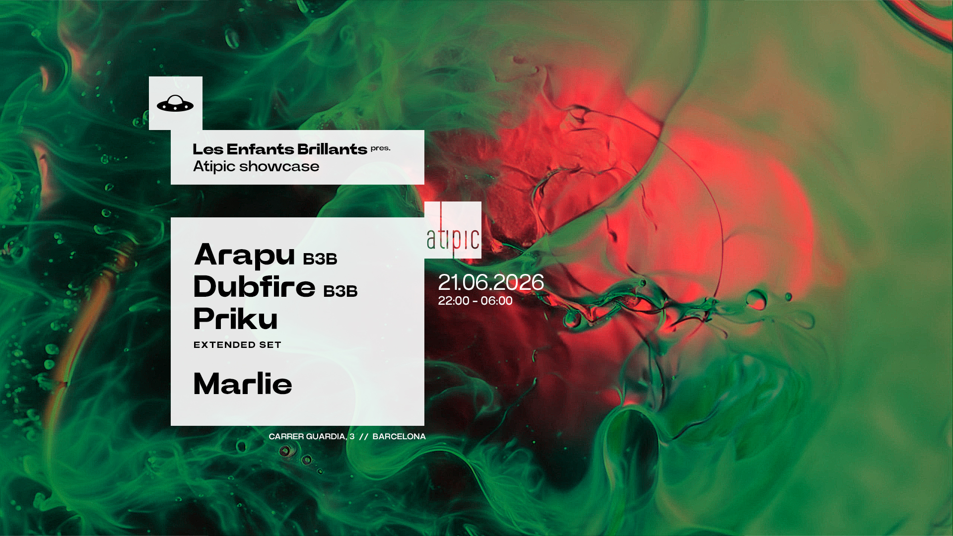 Les Enfants x Atipic - OFFBCN 26 CLOSING PARTY w/ Arapu b3b Dubfire b3b Priku