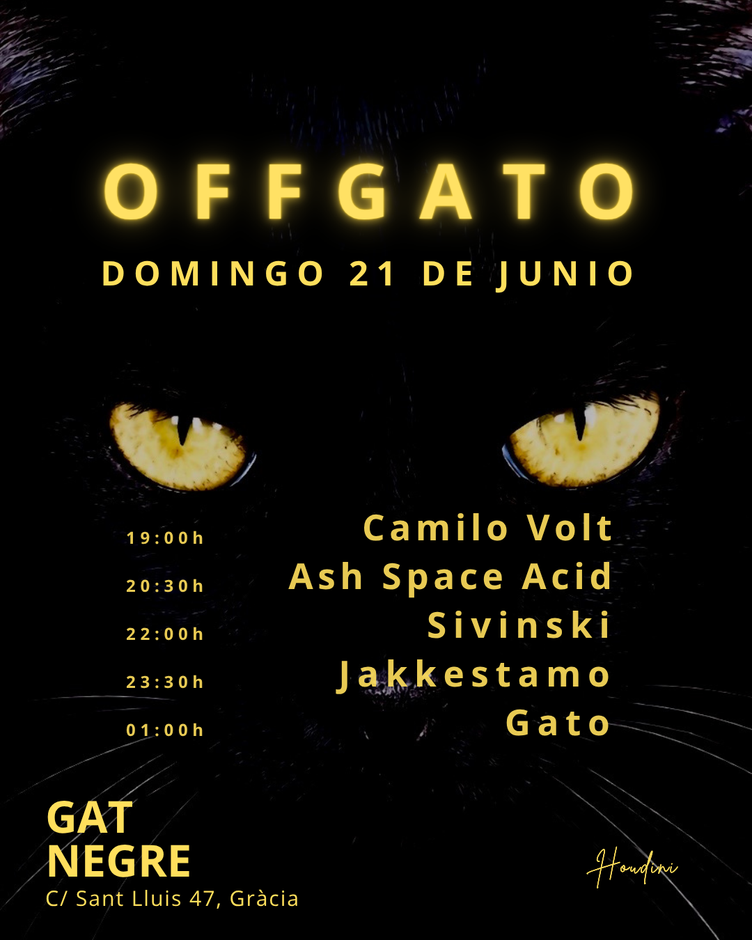 OFFGato DOMINGO 21 - Camilo Volt, ASH Space Acid, SIVINSKI, Jakkestamo & Gato - FREE