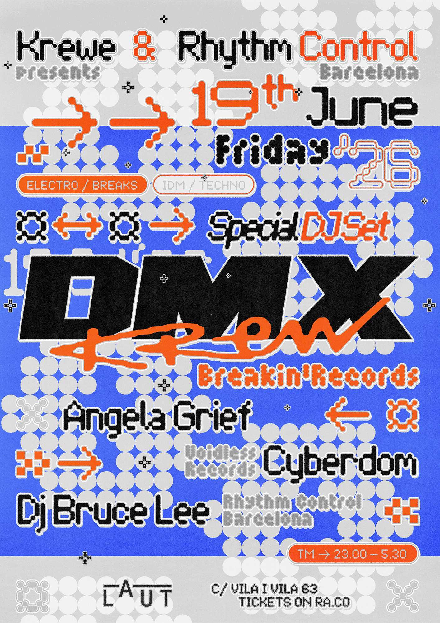 Krewe x Rhythm Control BCN presents: DMX Krew + DJ Bruce Lee + Angela Grief + Cyberdom
